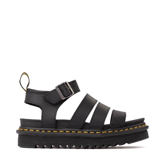 Dr. Martens Shoes - Dr. Martens Blaire Black Platform Gladiator Sandals 3-Strap Buckle Zebrilus Sole